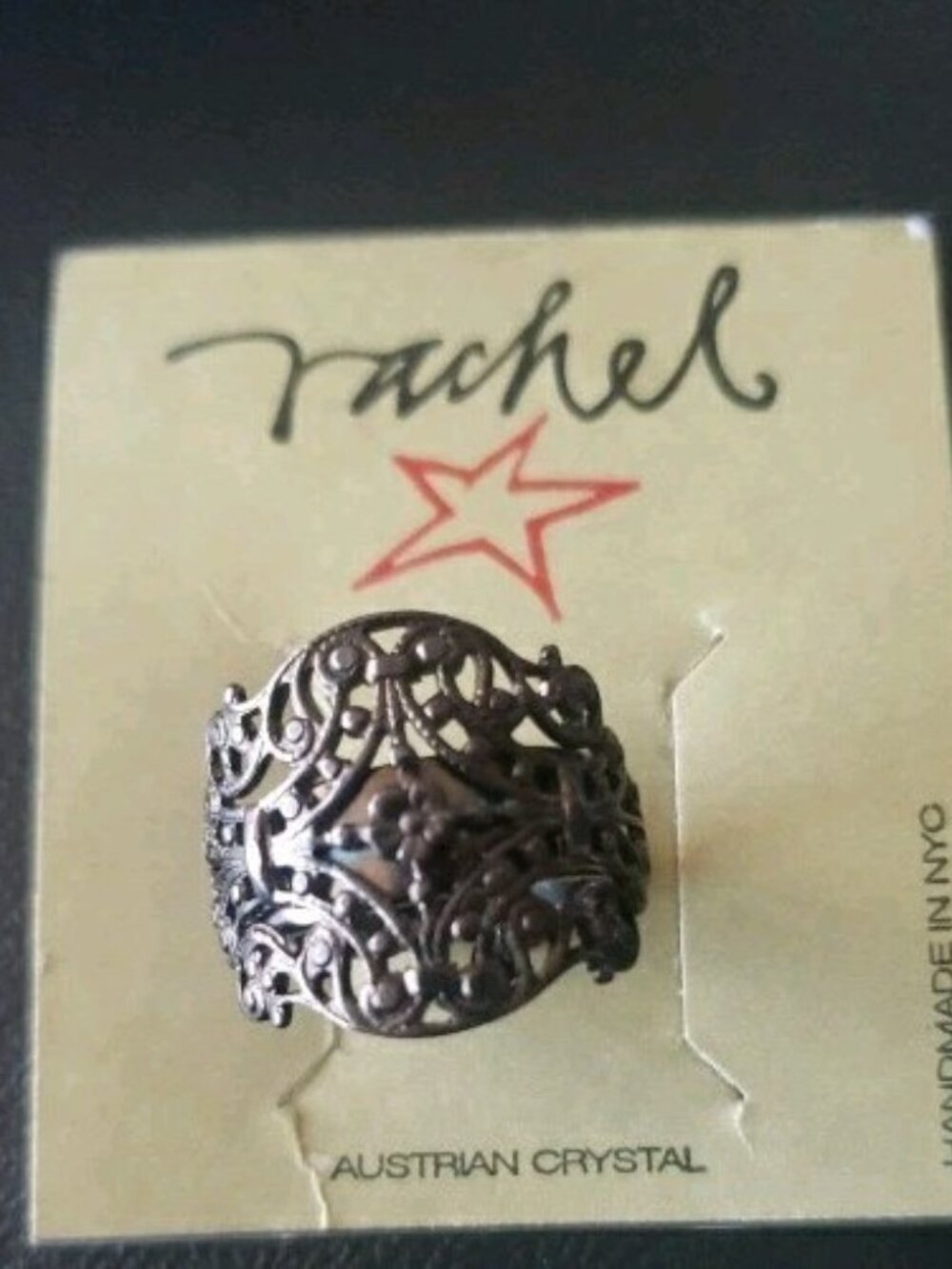 Nordstrom VTG Rachel Austrian Crystal NYC Handmade Ring